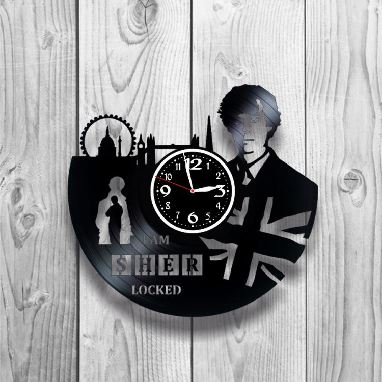 Часы настенные Sherlock Holmes 0434 из виниловой пластинки Часы настенные Sherlock Holmes 0434 из виниловой пластинки