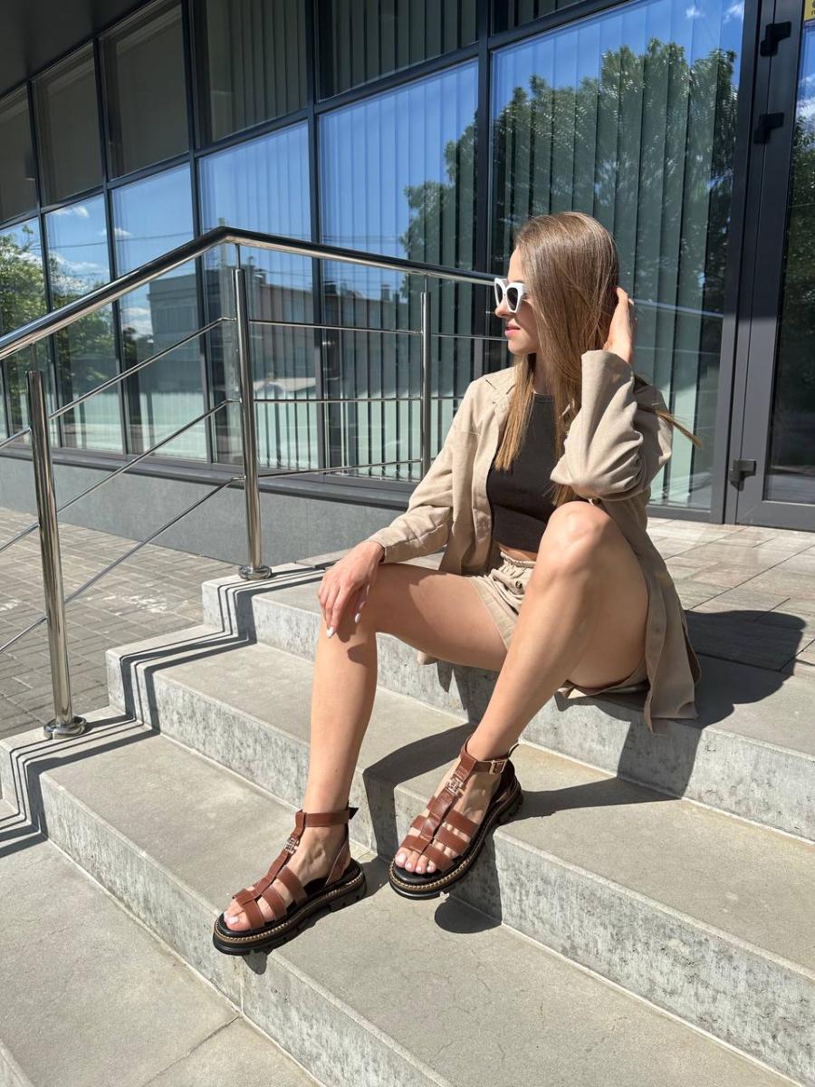 Босоножки женские кожаные р. 39 Коричневый (3915/39)