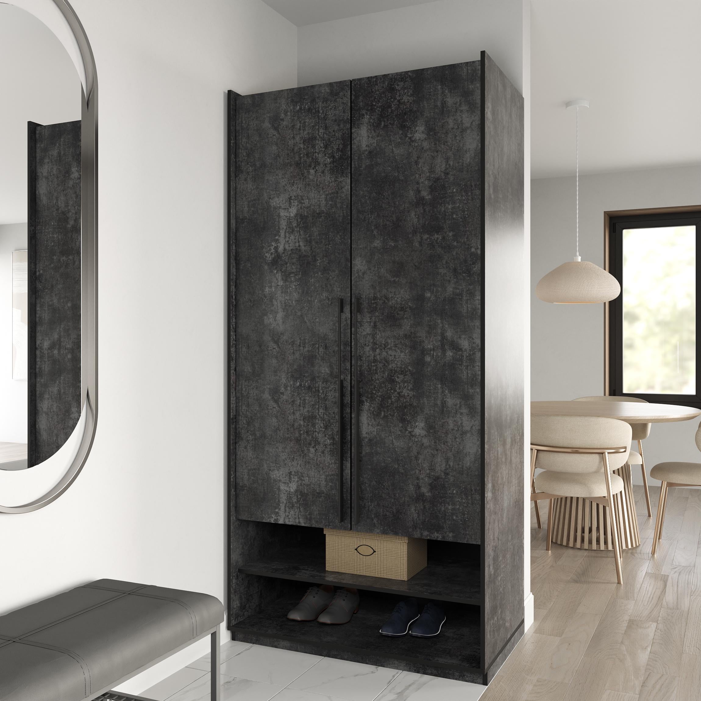 Шафа Moreli Ramo R-0004 з полицями та штангою 1001x2100x570 мм Бетон темний (mo-R0004-darkbeton)