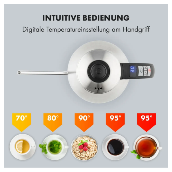 Електрочайник KLARSTEIN Garcon з регулюванням температури 2000 Вт 1 л (10032533) - фото 7