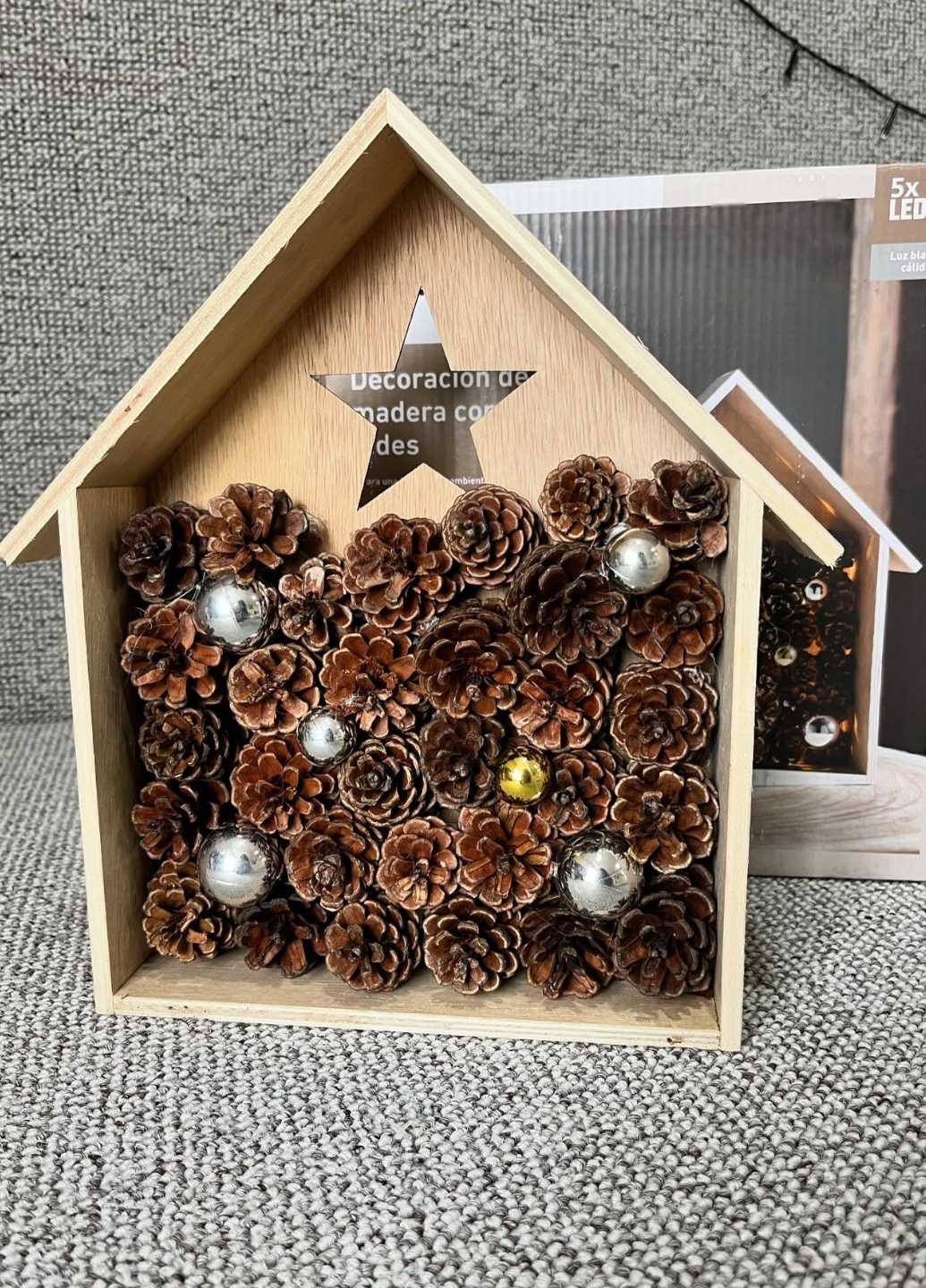 Декор деревянный Livarno Home с led подсветкой 28 см Бежевый (7927)