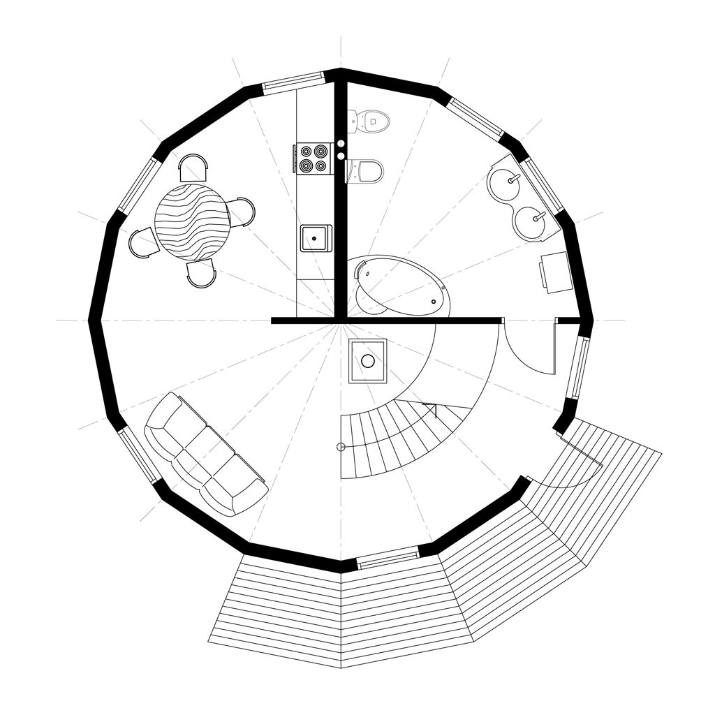 Будинок купольний Freedome House 8 H 2 поверхи швидкозбірний каркасний S 90 м2 (FDH 8H) - фото 12