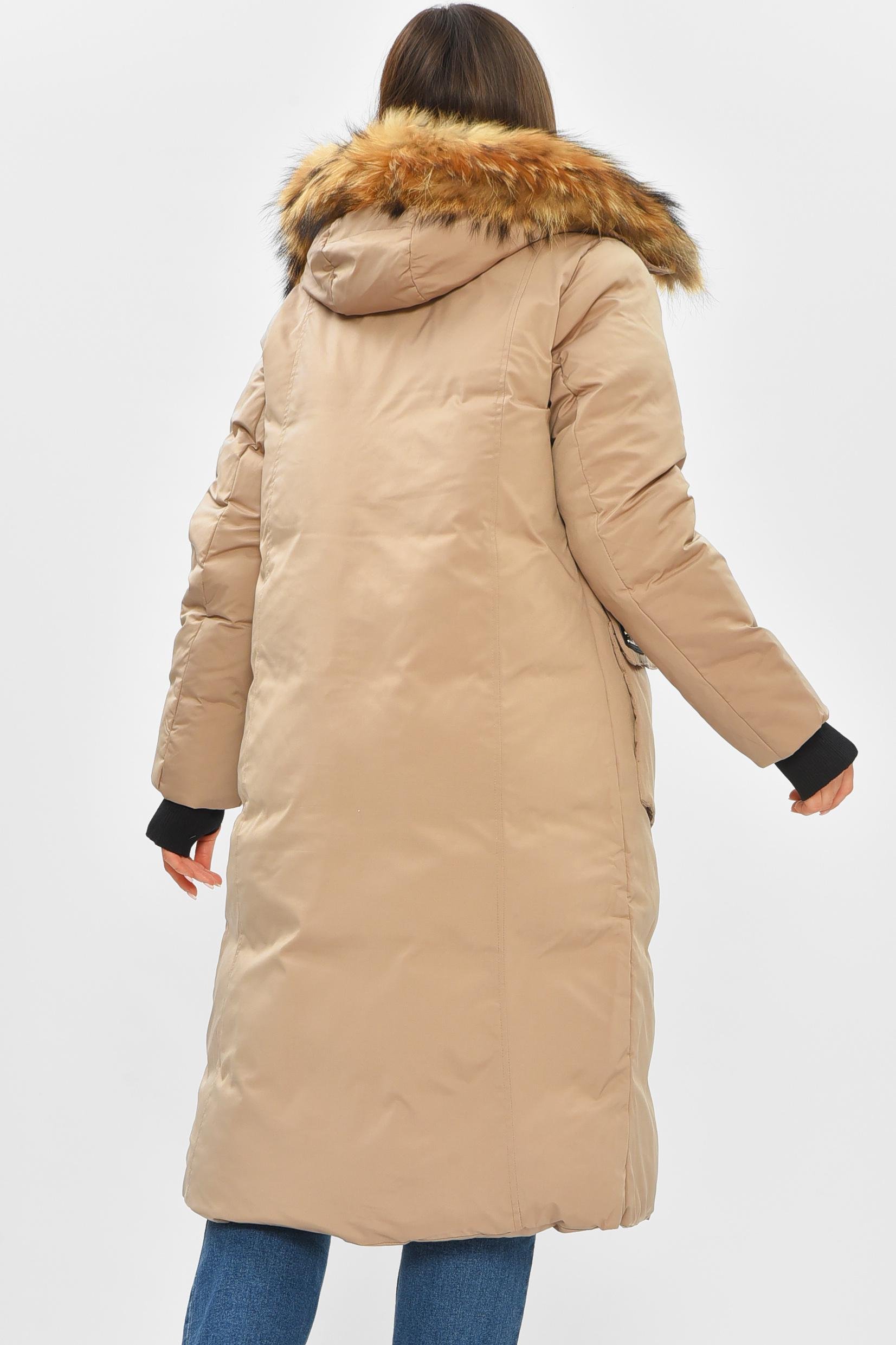 Куртка женская удлиненная зима XL Бежевый (196299) - фото 3 Куртка женская удлиненная зима XL Бежевый (196299) - фото 3