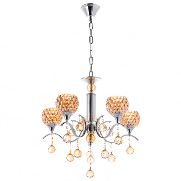Люстра классическая Flora фактурные плафоны Медовый (OU012/5/chrom)