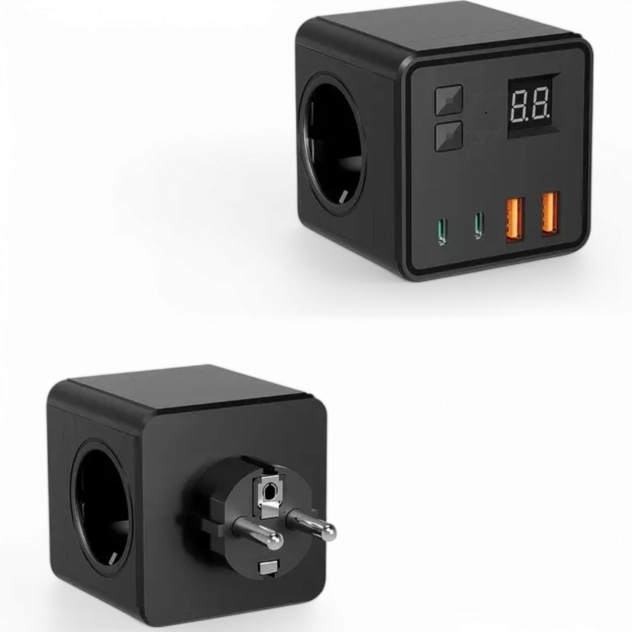 Подовжувач-розгалужувач 7в1 3x 250 В 10 А 4xUSB з вимикачем мережевий Чорний (2531068695) - фото 3