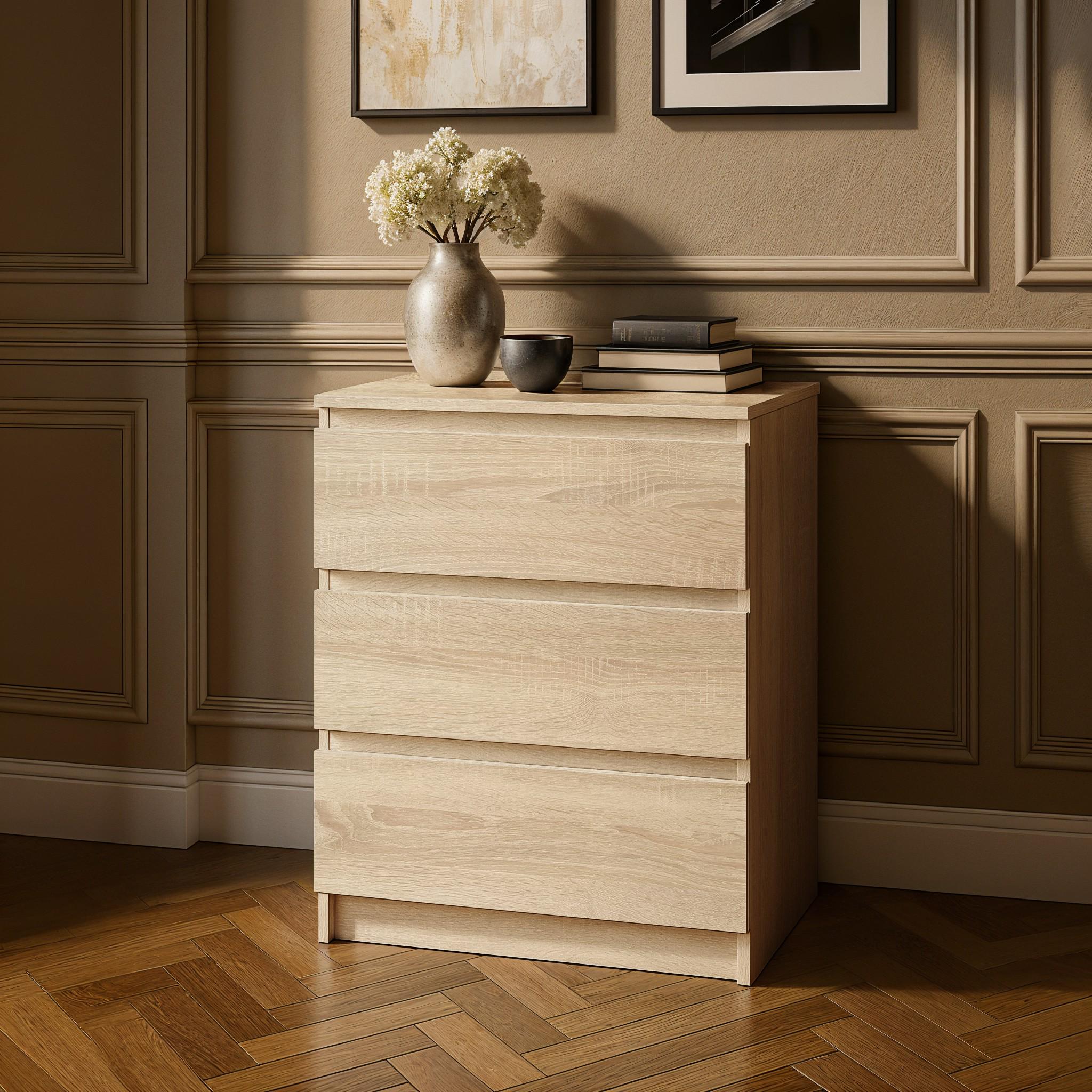 Комод на 3 шухляди без ручок NT-217 603x402x758 мм Дуб Сонома