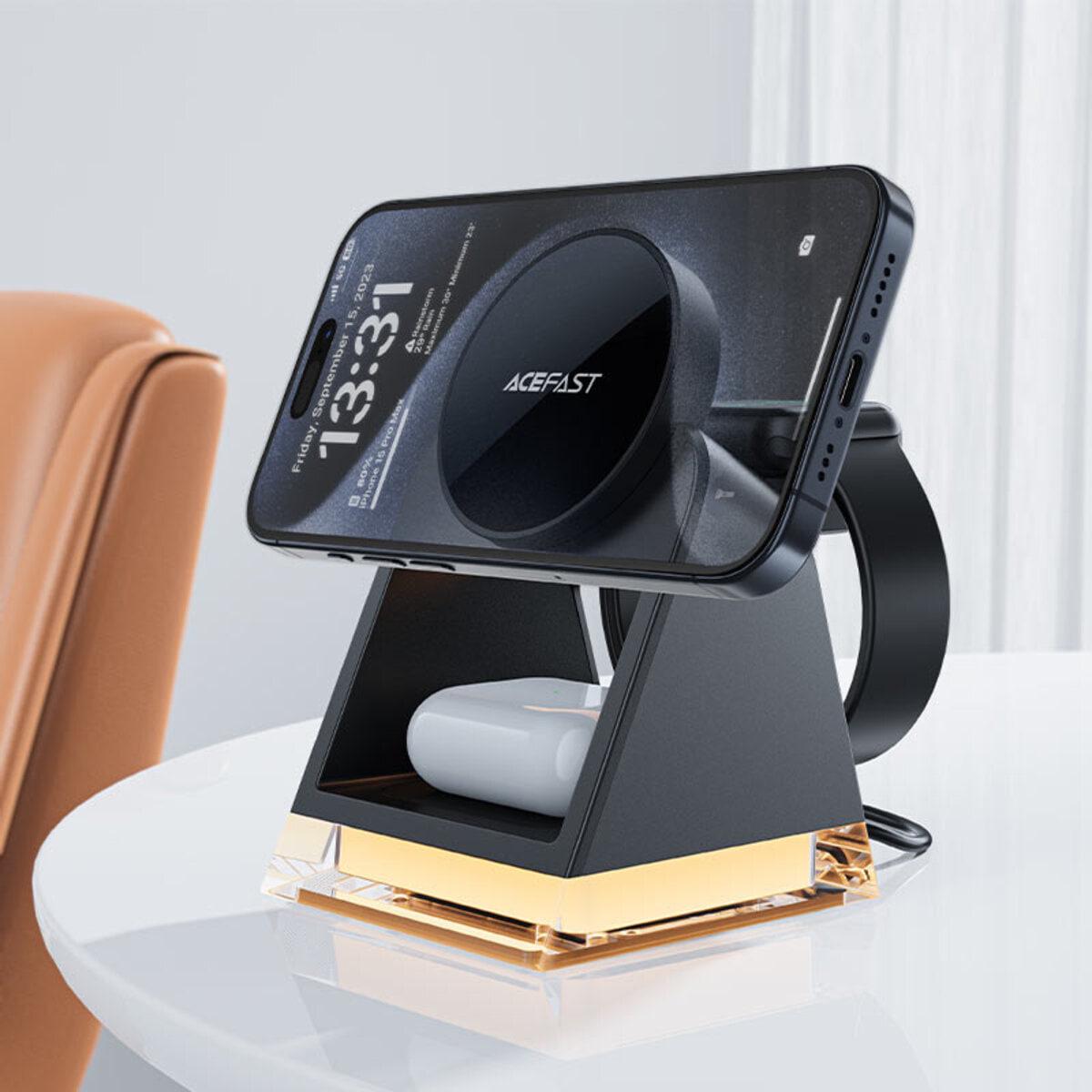 Зарядний пристрій бездротовий Acefast E17 desktop wireless charging holder Black (6974316282815) - фото 2