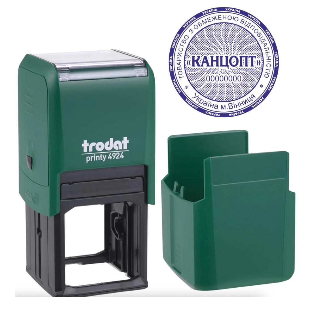 Печать ТОВ на автоматическом оснащении Trodat 4924 d 40 мм с колпачком Зеленый (ООО24/4924/G)
