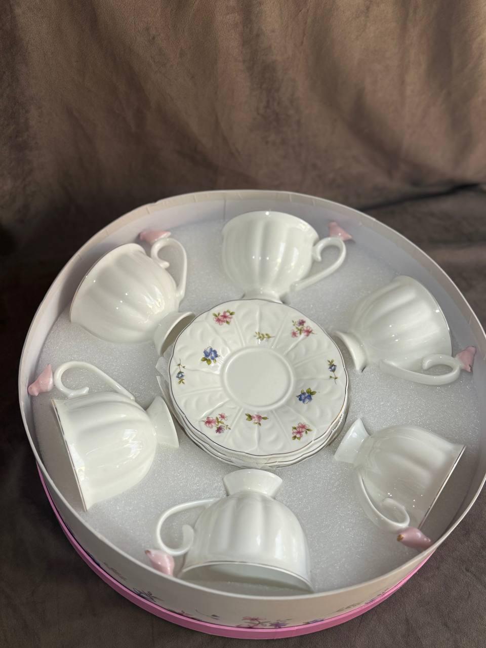 Сервиз чайный Elisey Птичий шепот роз керамический 230 мл 12 предметов Белый (9292-004)