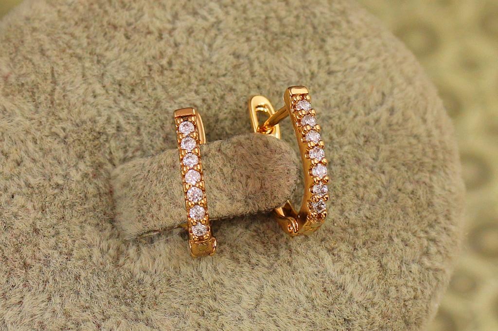 Серьги Xuping Jewelry Дорожки с фианитами 1,5 см Золотистый (33698844)