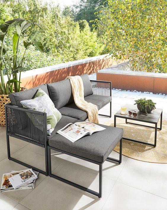 Комплект садовой мягкой мебели в стиле Loft с металлическим каркасом Серый (KS-1259)