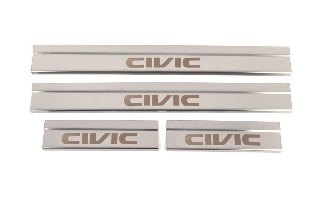 Накладки на пороги Carmos для Honda Civic Sedan X 2016-2021 гг. нержавеющая сталь Хром