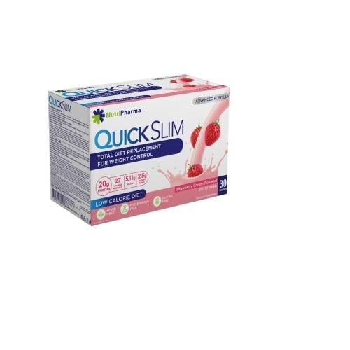 Протеиновый коктейль Quick Slim Клубника со сливками 30 саше по 23 г (204702)