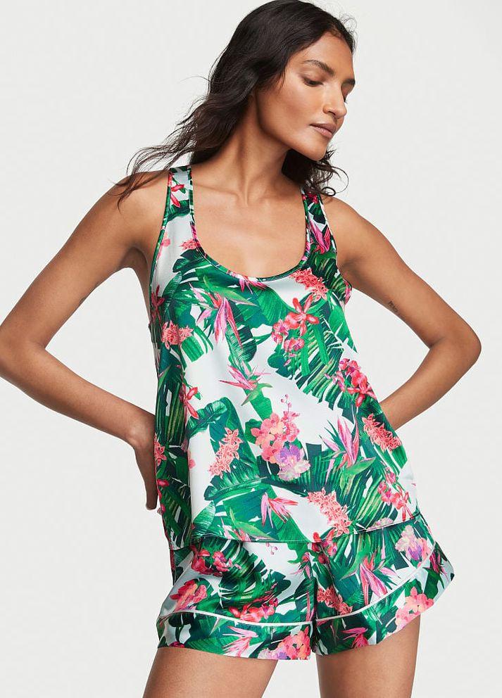 Пижама Victoria's Secret Satin Racerback шортики/маечка L Зеленый (2081981802)