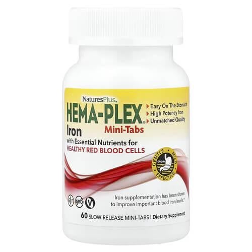 Железо NaturesPlus Hema-Plex 60 мини табл. с медленным высвобождением (NAP-03764)