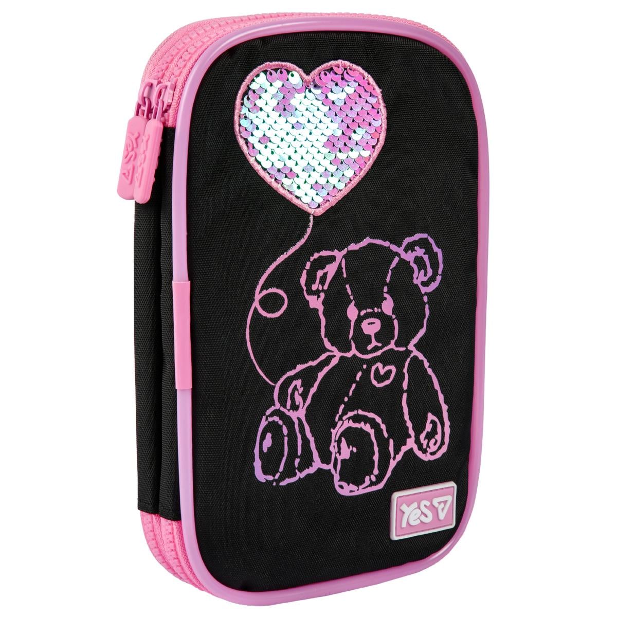 Пенал школьный YES Pink Bear мягкий с LED 1 отделение Черный (533777) Пенал школьный YES Pink Bear мягкий с LED 1 отделение Черный (533777)