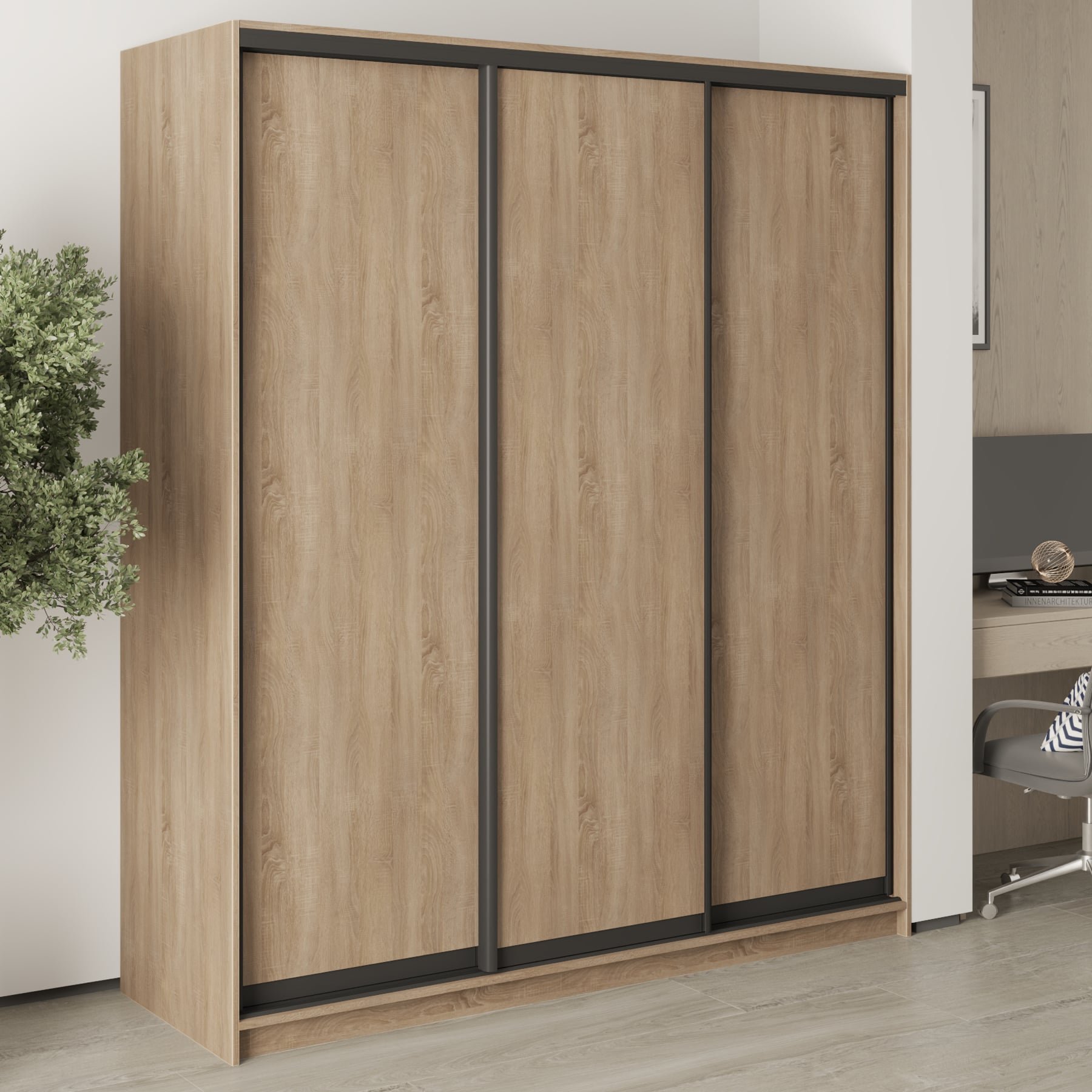 Шкаф-купе трехдверный Mebel Star Комбо BG MBS-8918 180х60х210 см Дуб сонома (1008907)