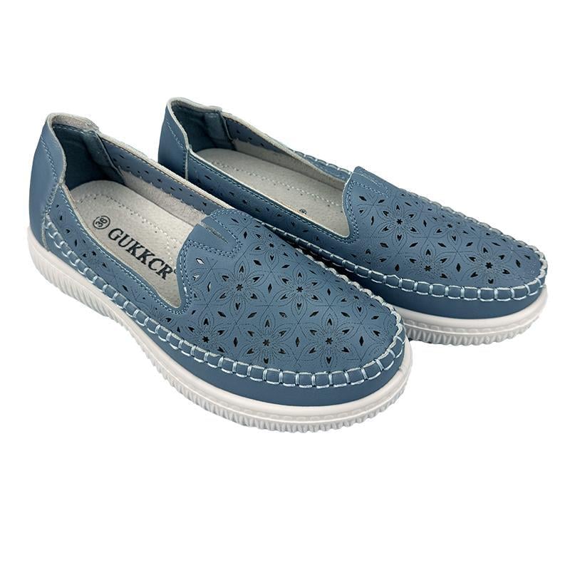 Мокасини жіночі перфорована шкіра 2009 p. 38 24 см Синій