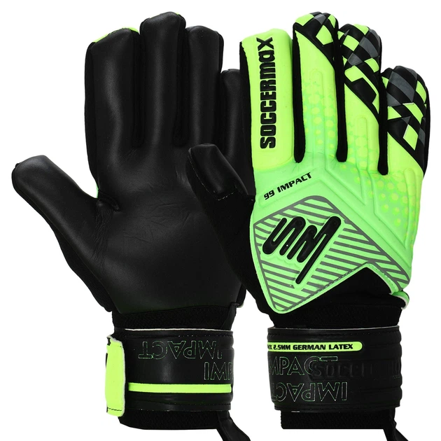 Рукавиці воротарські професійні із захистом пальців SOCCERMAX GK-4317 р. 9 Салатовий/Лимонний (FFR00636)