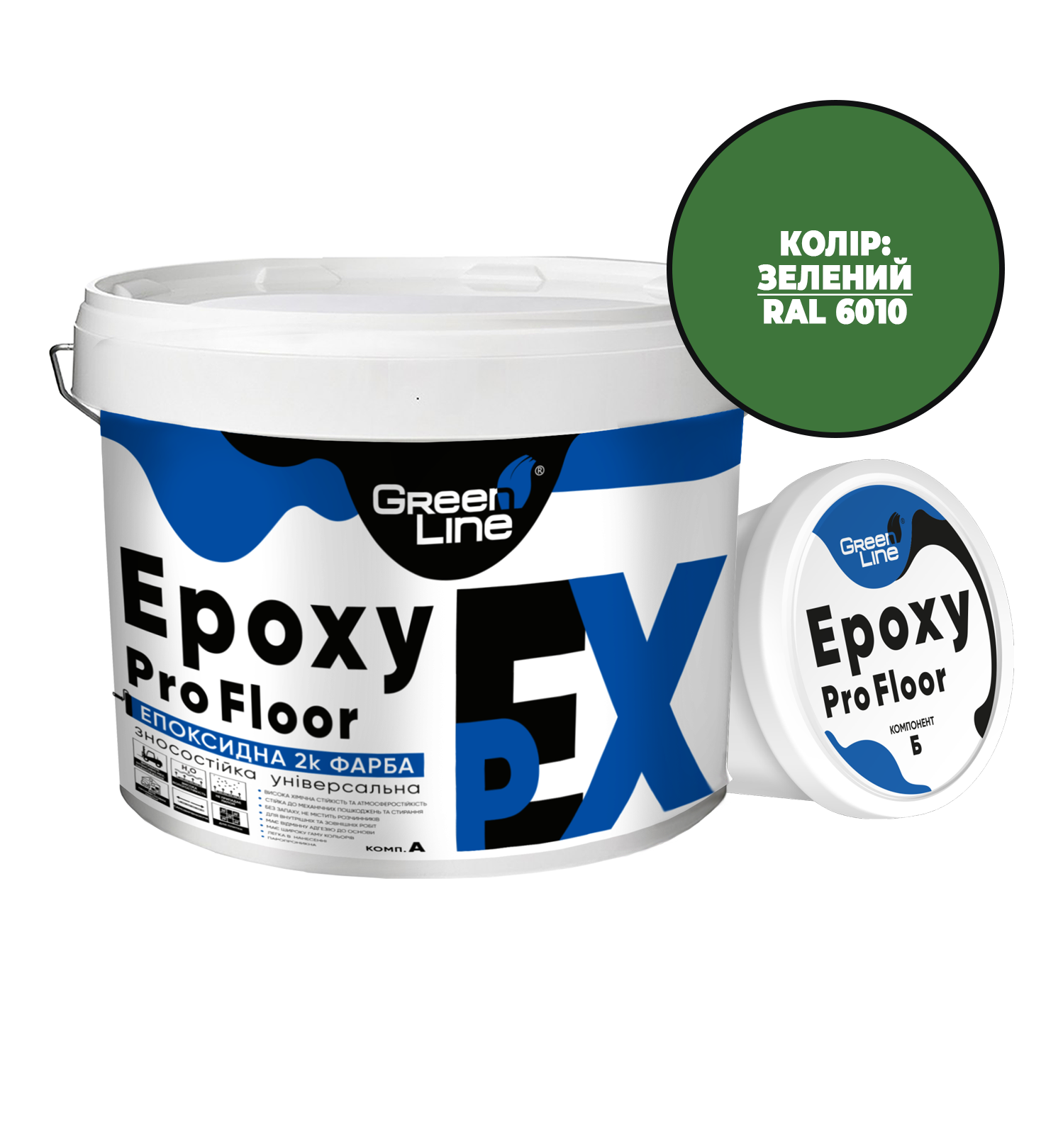 Краска эпоксидная двухкомпонентная EpoxyProFloor 18 кг Зеленый (PPUA627718G) - фото 1 Краска эпоксидная двухкомпонентная EpoxyProFloor 18 кг Зеленый (PPUA627718G) - фото 1