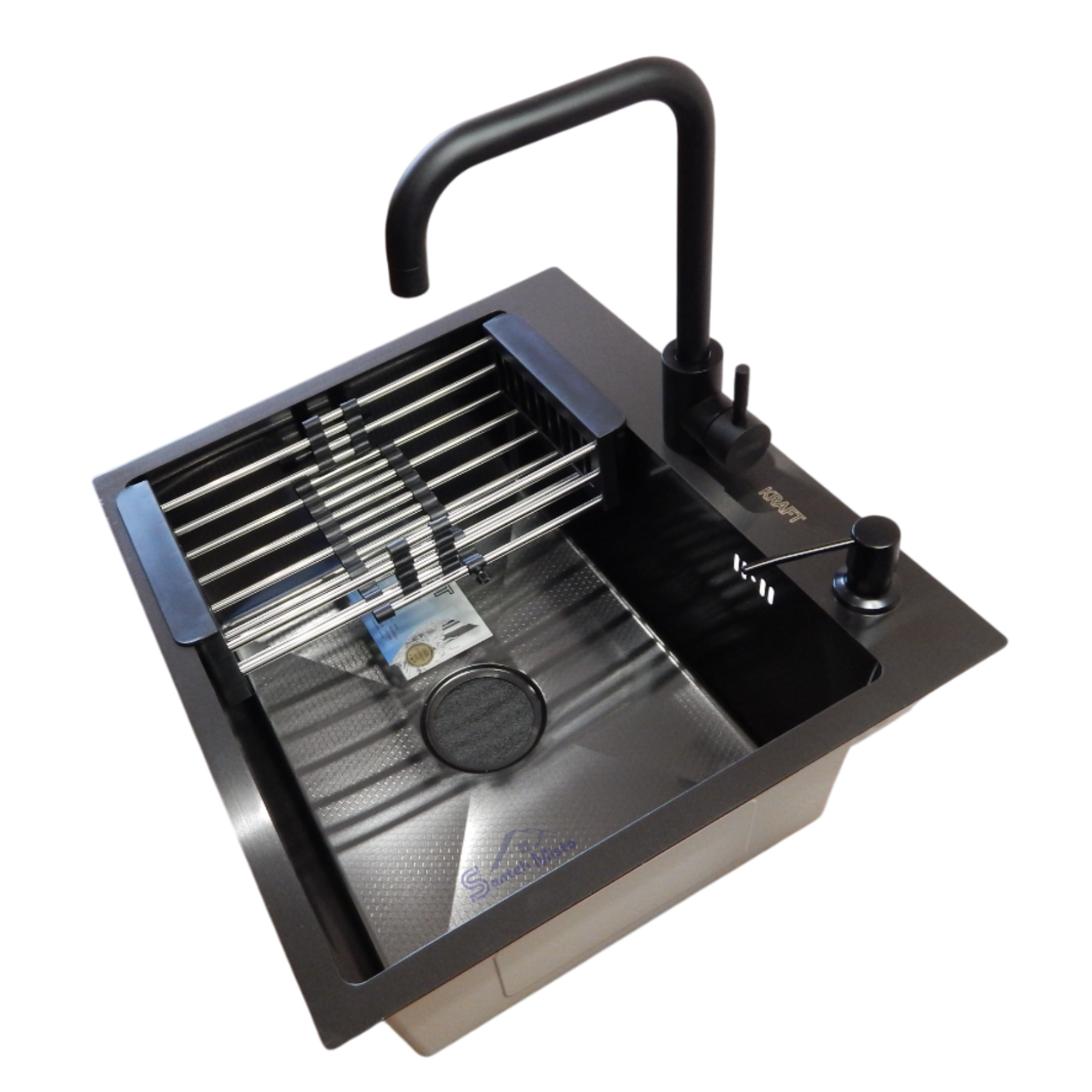 Комплект кухонной мойки KRAFT Handmade PVD чорна HS54*48 декор 3,0/1,0 мм (0000226)