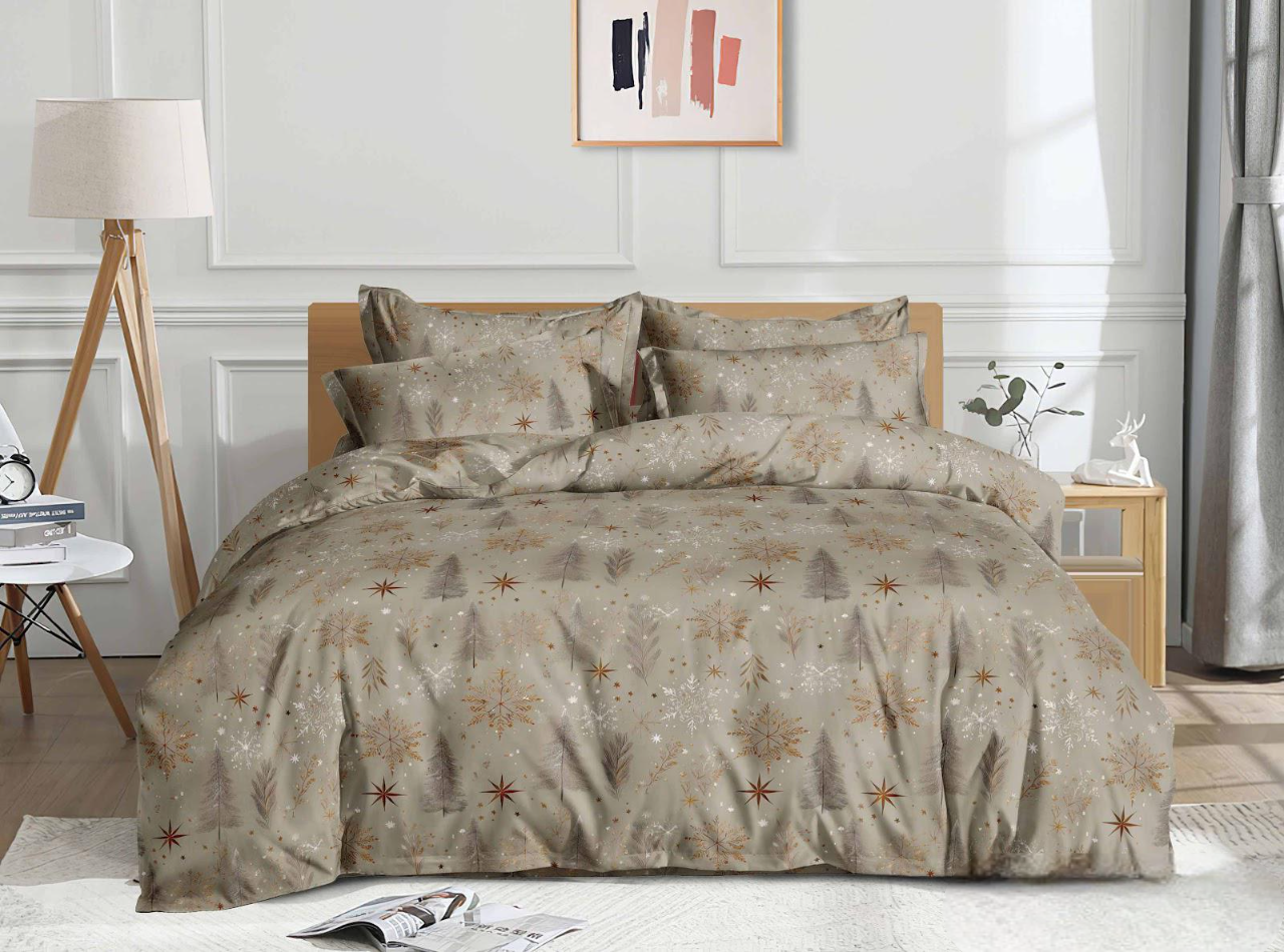 Комплект постельного белья двуспальный Пакистанская байка 180×220 см Бежевый (20141 2х) - фото 1 Комплект постельного белья двуспальный Пакистанская байка 180×220 см Бежевый (20141 2х) - фото 1