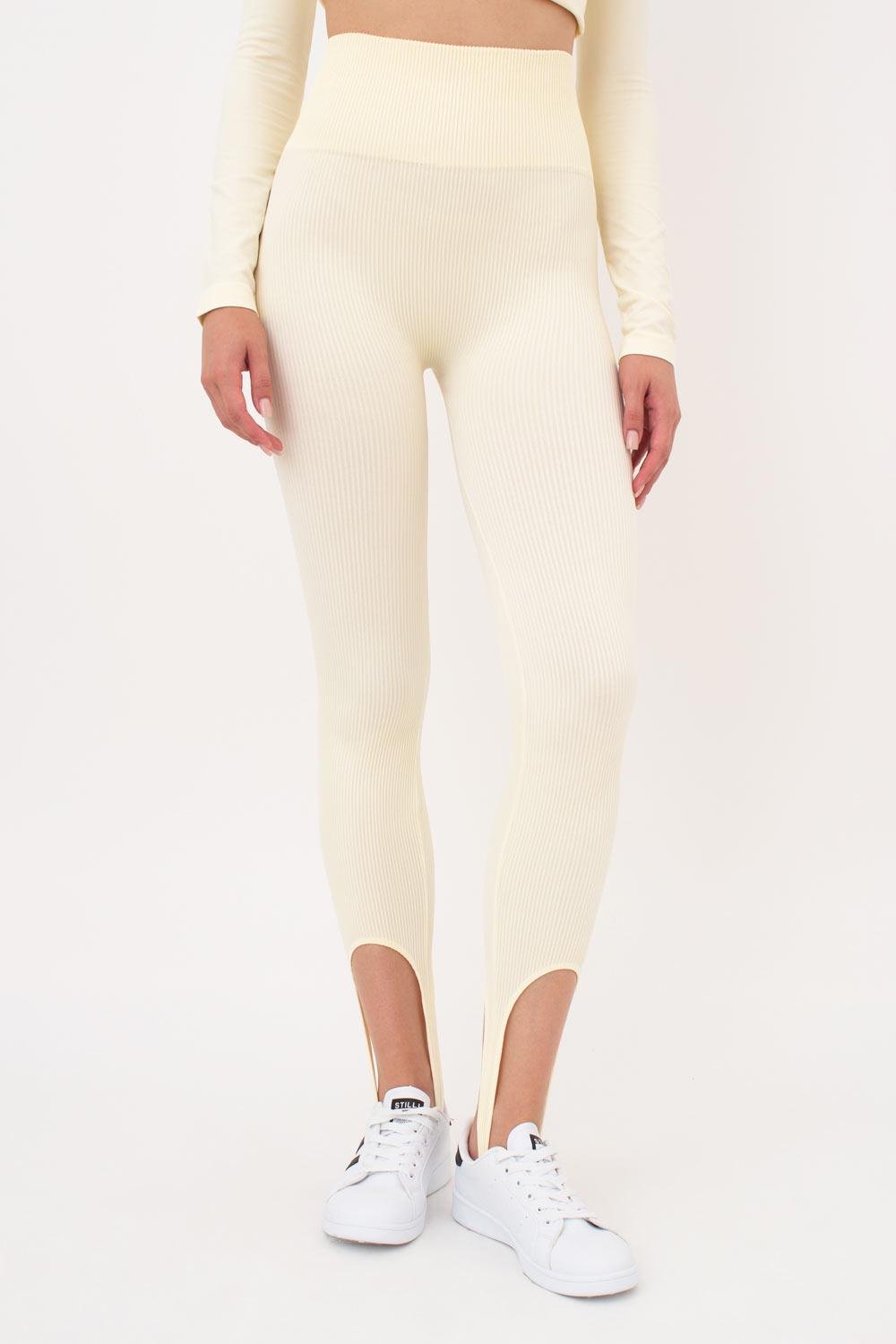 Леггинсы женские в рубчике Giulia LEGGINGS RIB STRIPE со штрипками XS/S White (2000115549362)