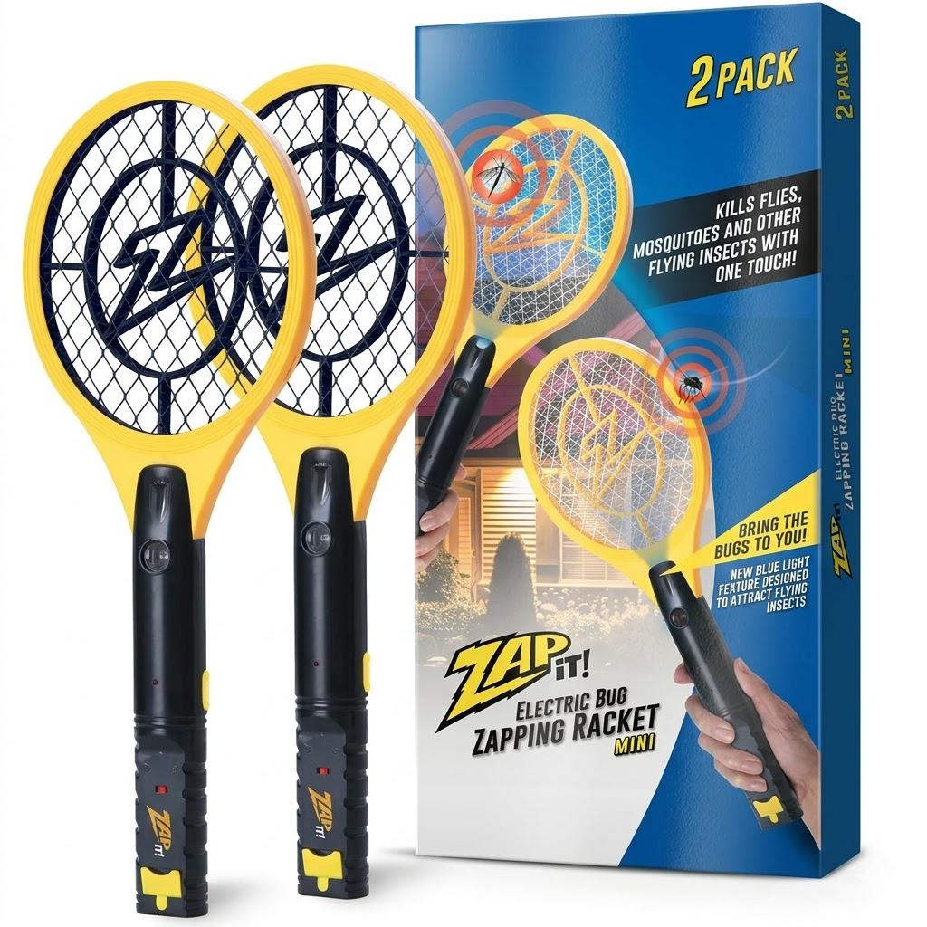 Набір мухобійок-ракеток електричних ZAP IT! Bug Zapper Twin-Pack акумуляторних з USB-зарядкою 2 шт. (33503236)