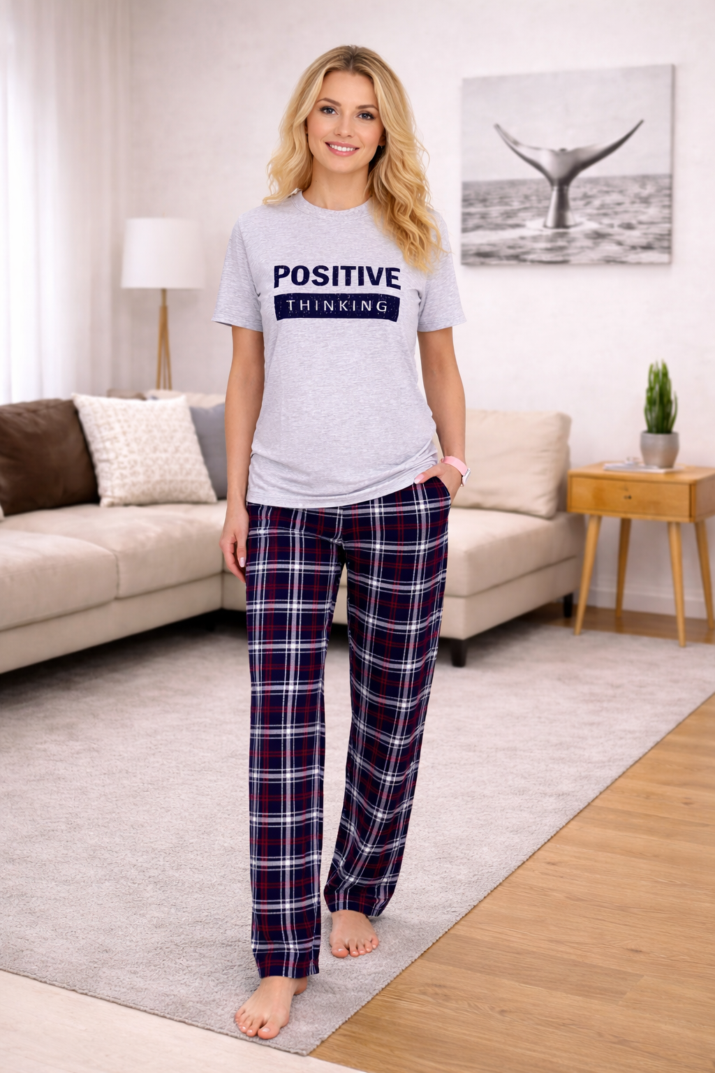 Піжама жіноча комплект Positive thinking штани/футболка XL Сірий (T351)