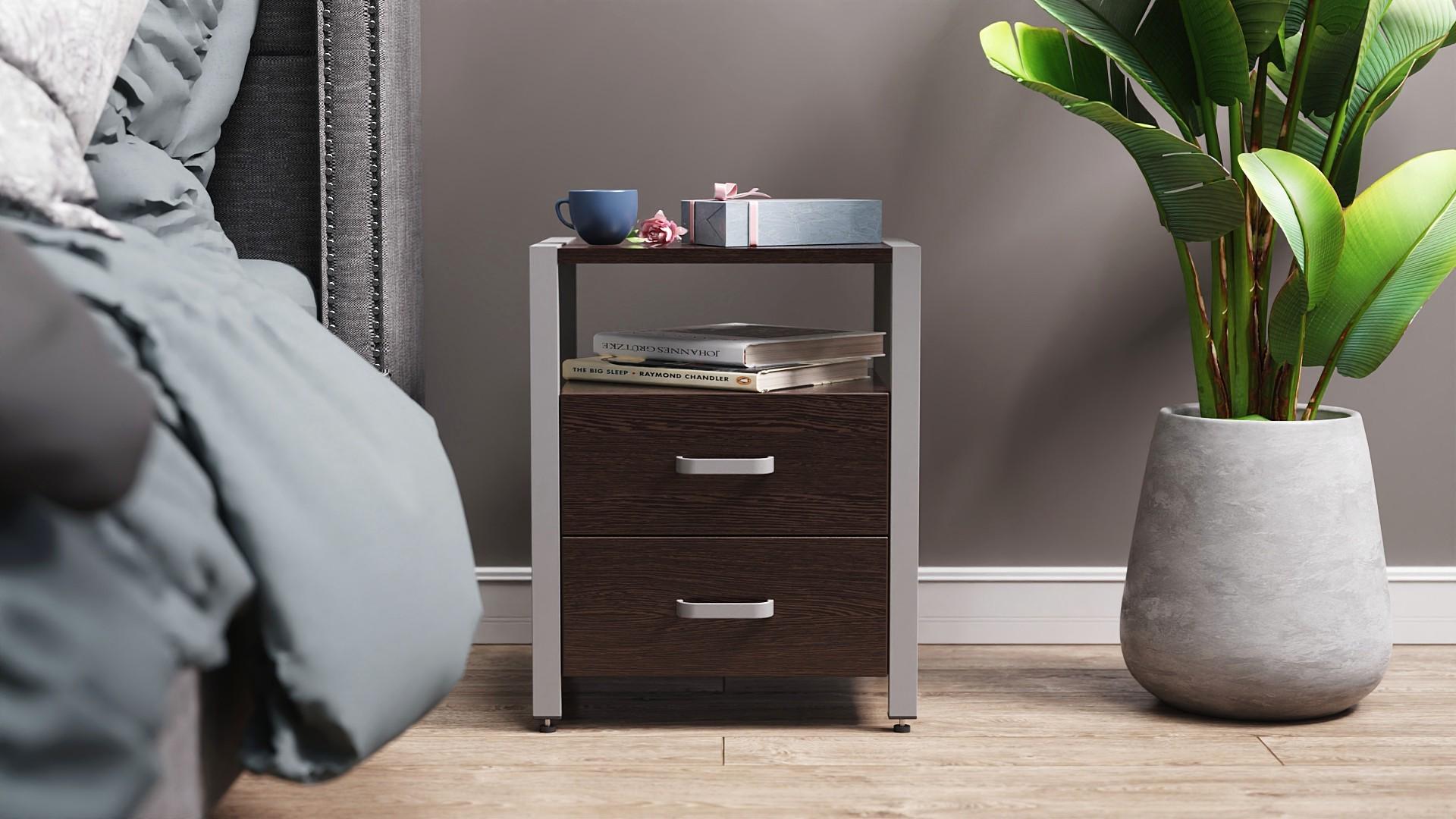 Тумба универсальная Ferrum-decor Вивьен 2/2 ДСП 16 мм 50x41x40 см Серый/Венге (FRD-106187)