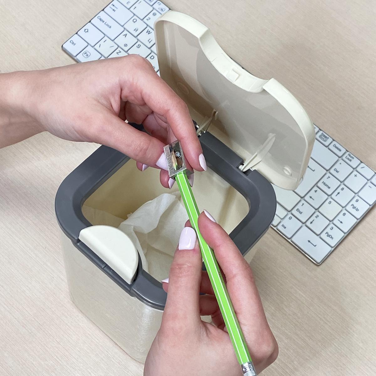 Ведро для мусора MVM BIN-06 2L BEIGE с крышкой 2 л Бежевый (211359) - фото 8