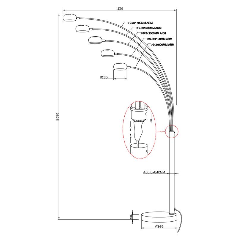 Торшер Zuma Line Zodiac (TS-5805-BK) - фото 2 Торшер Zuma Line Zodiac (TS-5805-BK) - фото 2