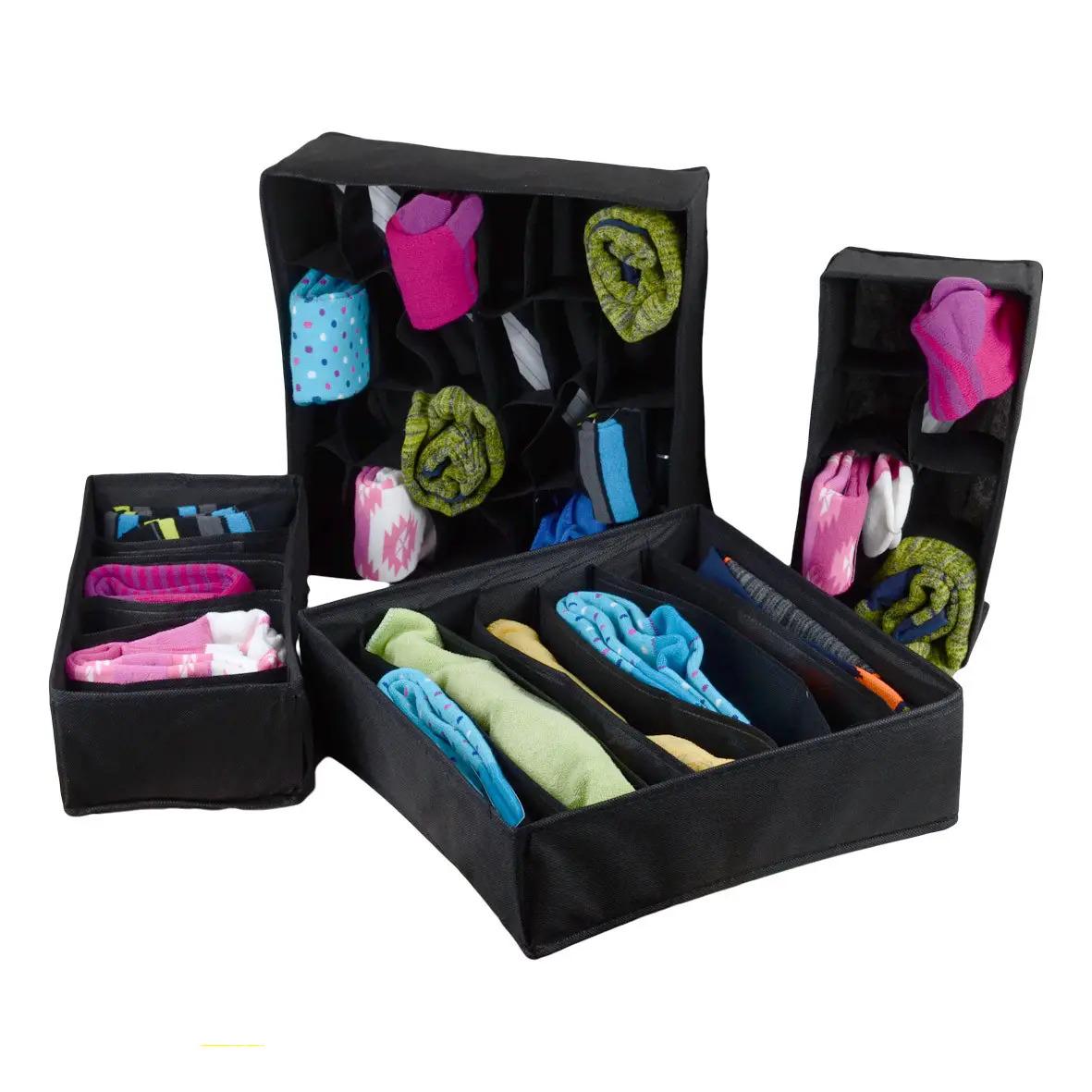 Набор органайзеров для нижнего белья 4 шт. Черный (ОДШ-102-25) - фото 1 Набор органайзеров для нижнего белья 4 шт. Черный (ОДШ-102-25) - фото 1