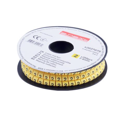 Маркер кабельный E.NEXT e.marker.stand.3.6.2 цифра 2 3-6 мм2 350 шт./рул. Желтый (s2037075)