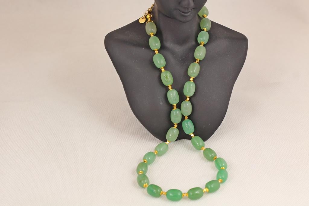 Ожерелье Нефрит овальное 55 см Золотистый (30467031)