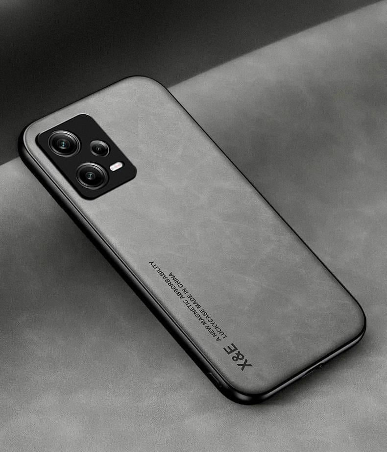 Кожаный чехол XnE Xiaomi Redmi Note 12 5G с металлической вставкой Grey (34281-33)