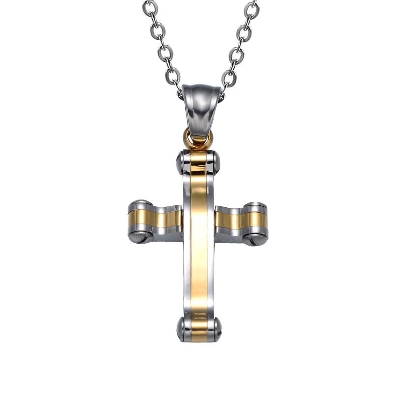 Крестик с позолотой из нержавеющей медицинской стали (PSC-031)