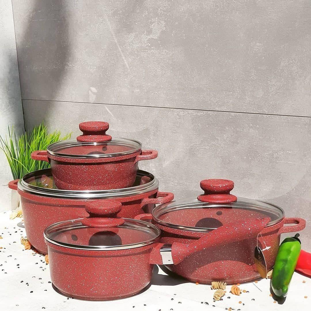 Набір казанів Edenberg з мармуровим покриттям 8 пр. (EB-9183) Набір казанів Edenberg з мармуровим покриттям 8 пр. (EB-9183)