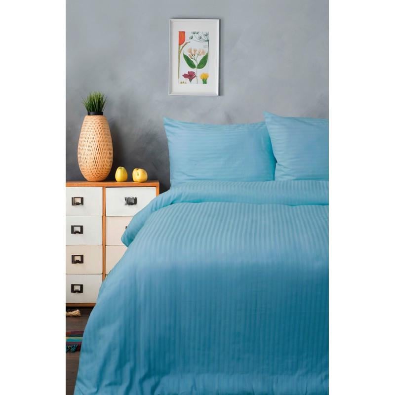 Комплект постельного белья евро Lotus Отель Сатин Страйп Голубой 1х1 (svt-200x2206150)