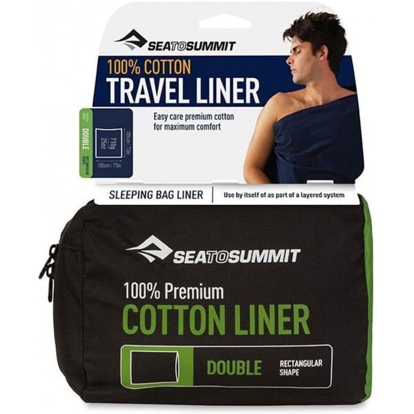 Вкладыш в спальник Sea to Summit Premium Cotton Travel Liner Double (Rectangular) Navy Blue (ADBLOSNB)