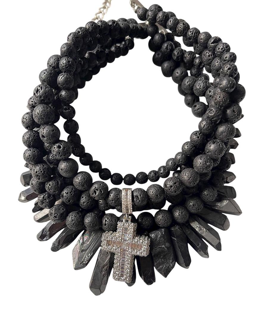 Чокер лава з хрестом жіночий SMART JEWELRY чорний One size