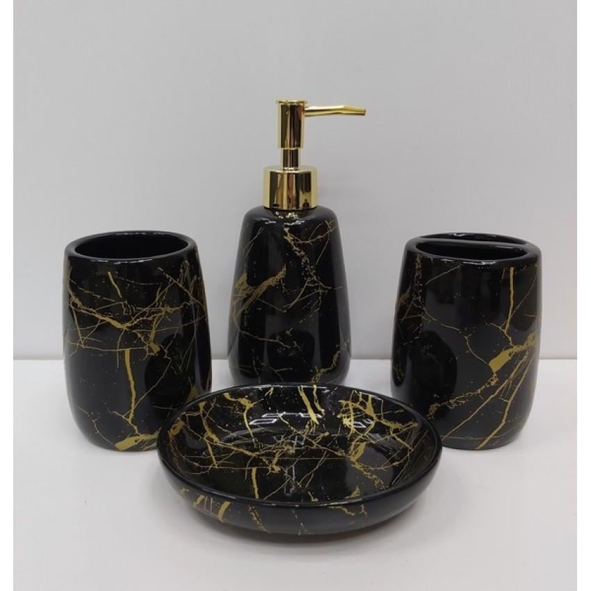 Набор аксессуаров для ванной комнаты 4 пр. Золотой мрамор (00610 TD)