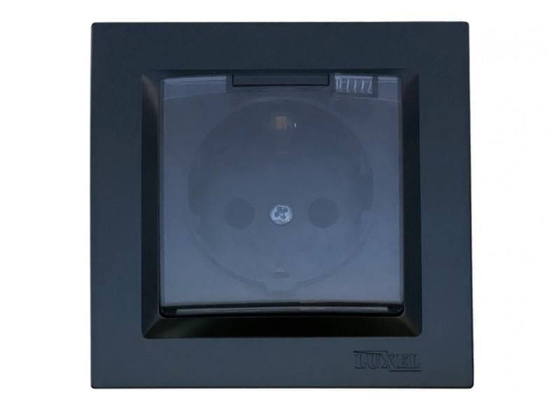 Розетка Luxel Jazz 9111/9311 1-на с/с с крышкой Черный/Кремовыйовый (00000038548)