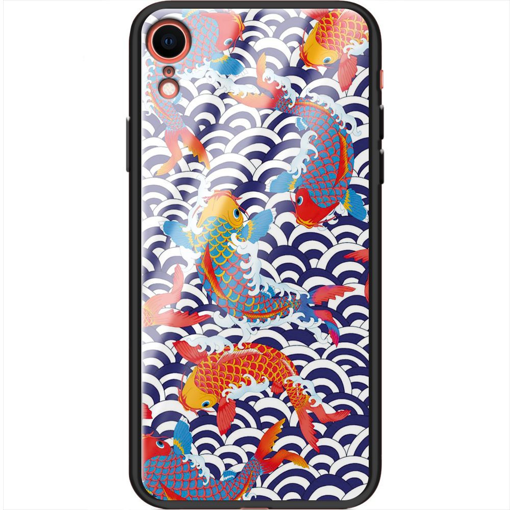 Чехол Boxface iPhone XR Koi Fish Черный силикон со стеклом (35417-up2477-37736)