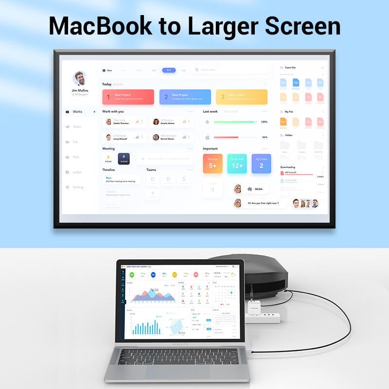 Кабель Vention Type-C-HDMI 4K 60Hz з Додатковим живленням Type-C + USB Thunderbolt 3 UHD USB-C HDCP 2.2 1,5 м Чорний (CGXBG) - фото 8