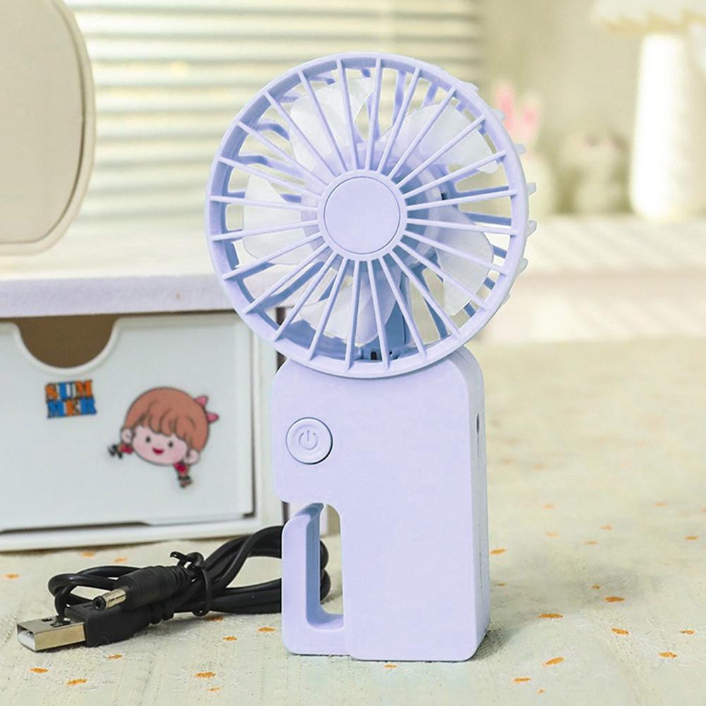 Вентилятор портативный с крючком на аккумуляторе и USB Сиреневый