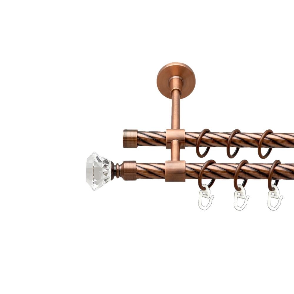 Карниз Orvit Спектралія металевий дворядний закритий скручена труба кільце металеве 16/16 мм 300 см Мідь (00-00025354)