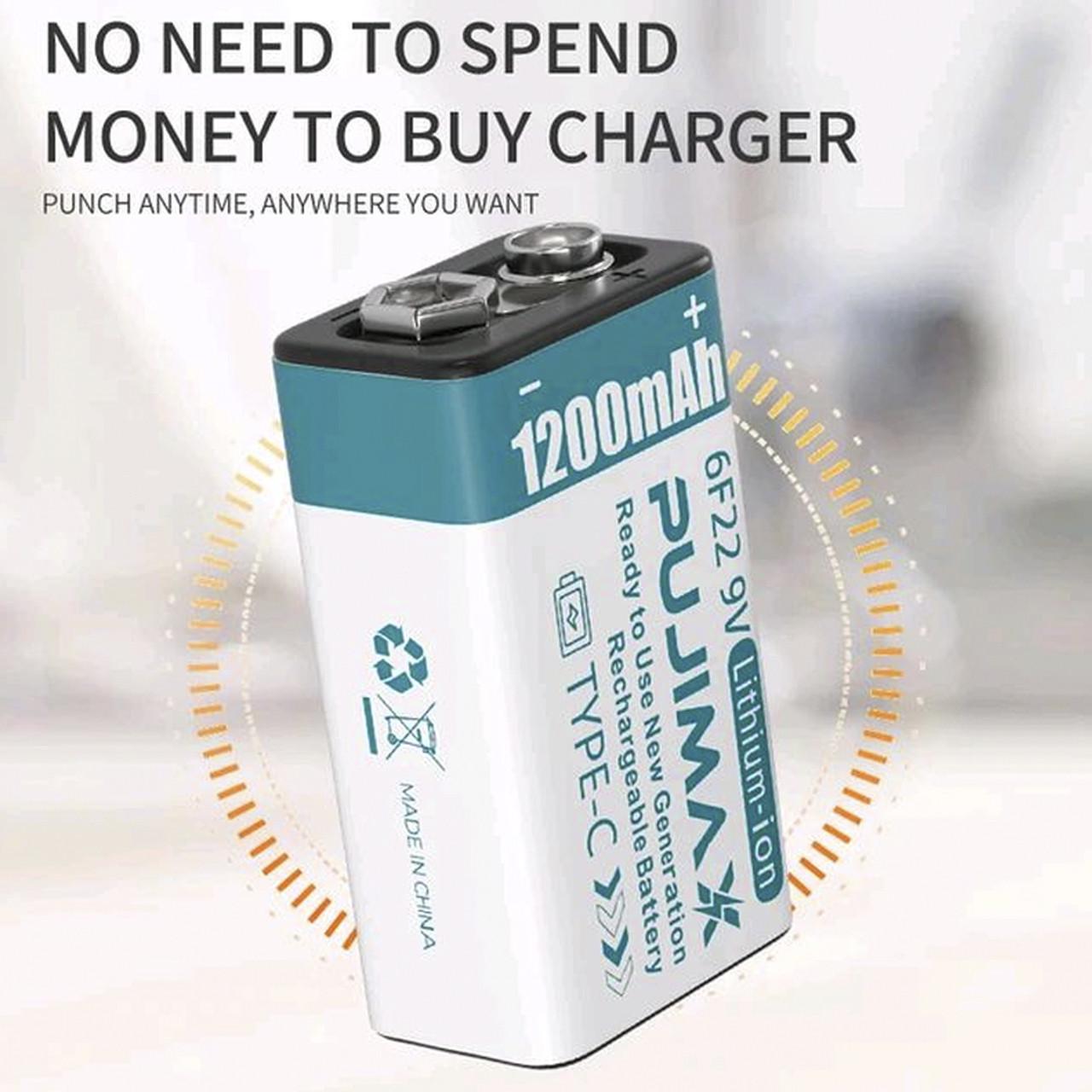 Крона акумулятор Pujimax Li-ion TYPE-C 1200 мАг 9V 2 шт. (1801299) - фото 5 Крона акумулятор Pujimax Li-ion TYPE-C 1200 мАг 9V 2 шт. (1801299) - фото 5