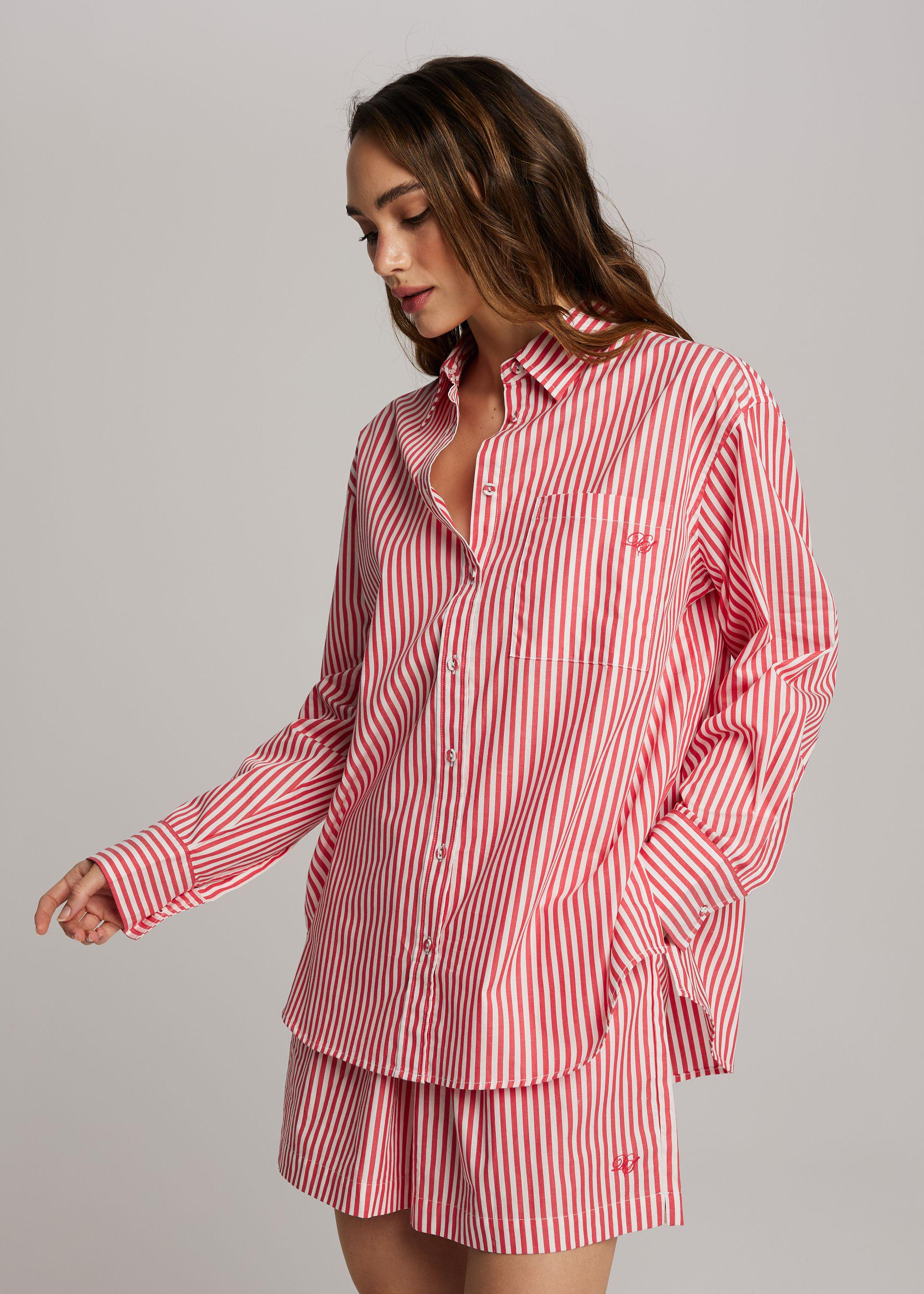 Рубашка женская Diverse TISTRIA XS Бело-красный (5905384127150)