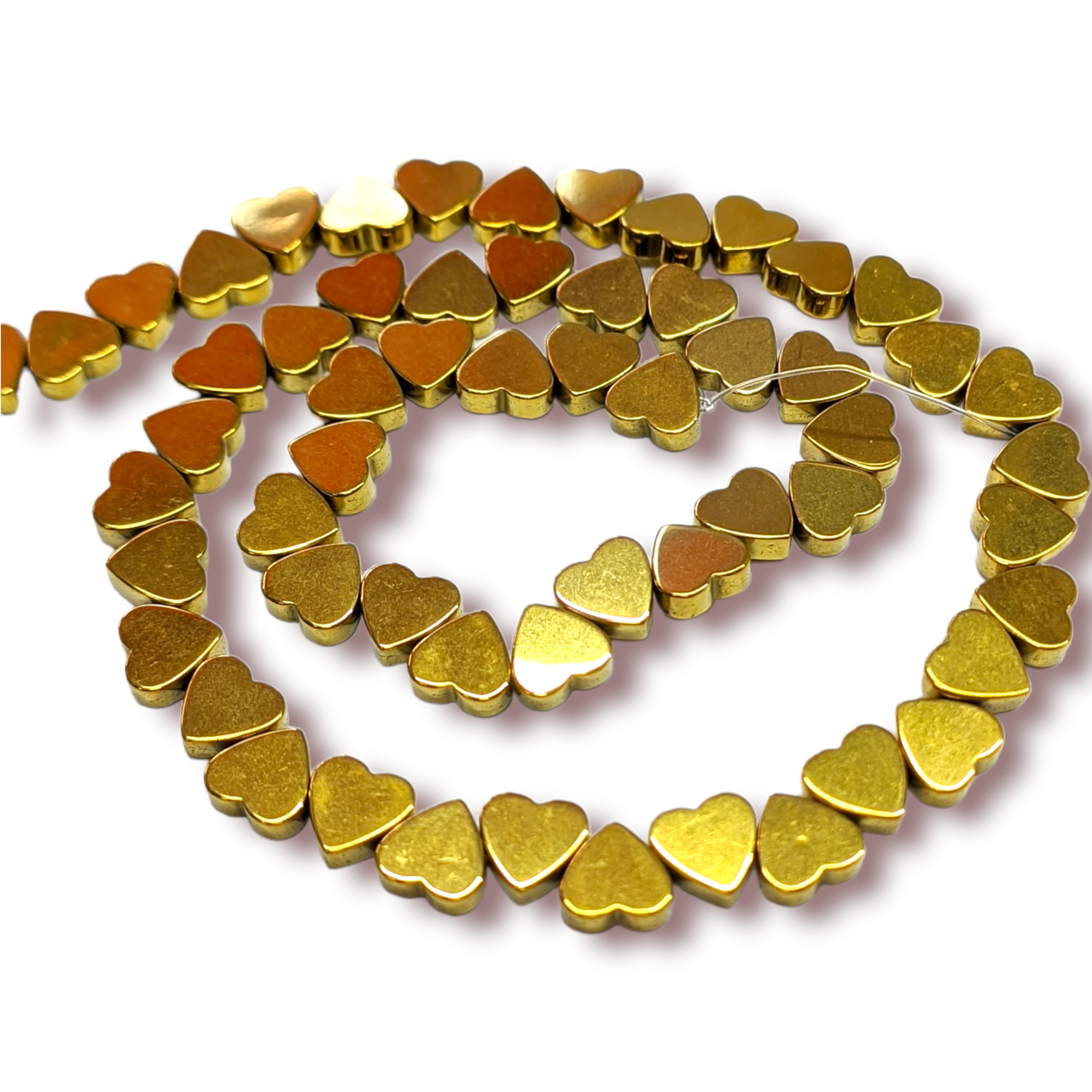 Бусины Сердце Гематит 6х2 мм Рондель Боковое отверстие нить 40 см Золотой (БГ0602с49)